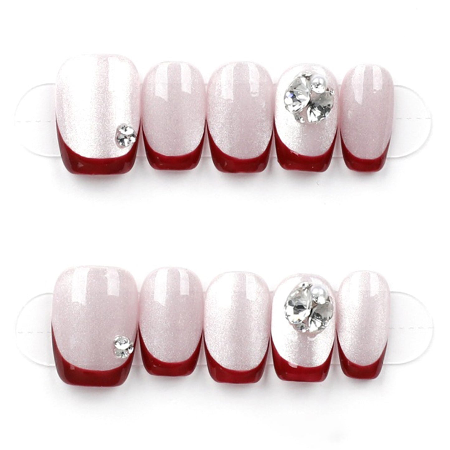 Crimson Elegance French Tips