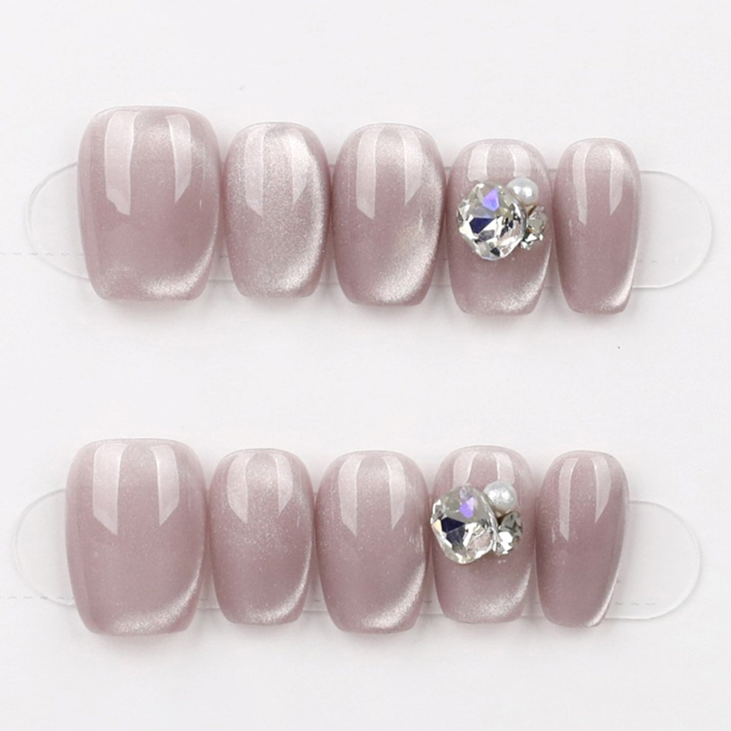 Twilight Crystal Gleam – Deep Purple & Glitter Gradient Press-On Nails – Almond Shape – Hand-Made