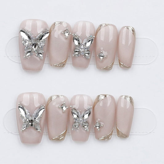 Blush Butterfly Charm - Press Play Nails