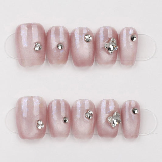 Blush Gleam Petite - Press Play Nails