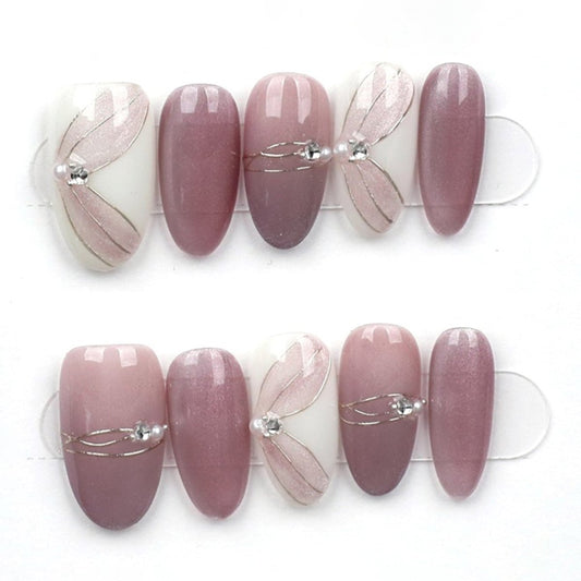 Blushing Dragonfly Glow - Press Play Nails