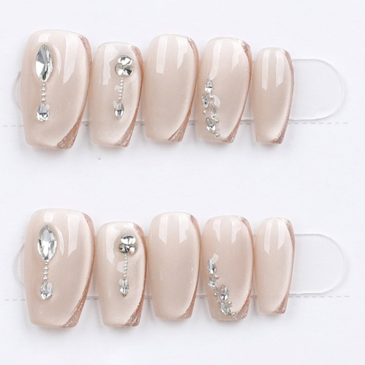Champagne Crystal Drip - Press Play Nails