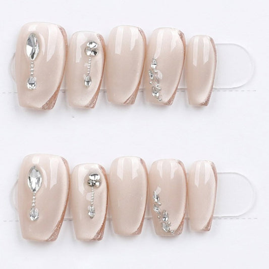 Champagne Crystal Drip - Press Play Nails