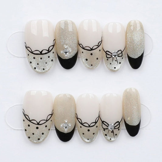 Champagne Dot Noir - Press Play Nails