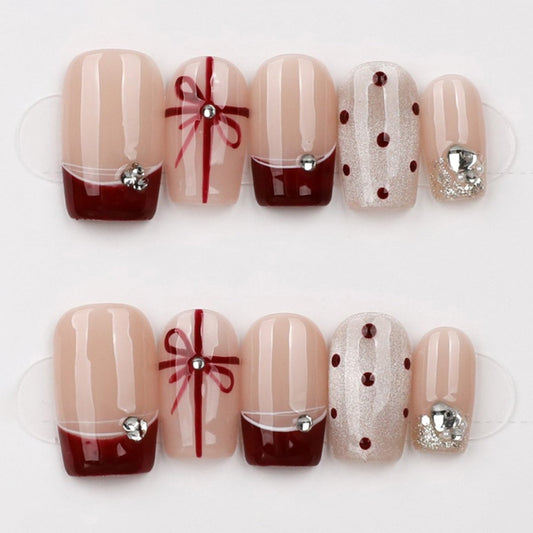 Cherry Bow Bling - Press Play Nails