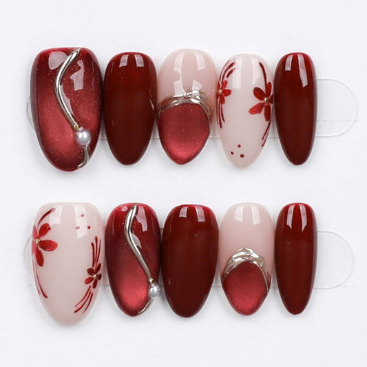 Crimson Bloom Charm - Press Play Nails