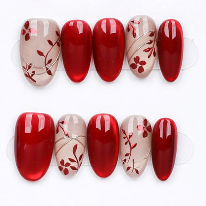Crimson Blossom Veil - Press Play Nails