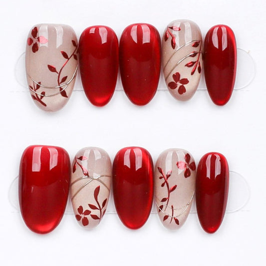Crimson Blossom Veil - Press Play Nails