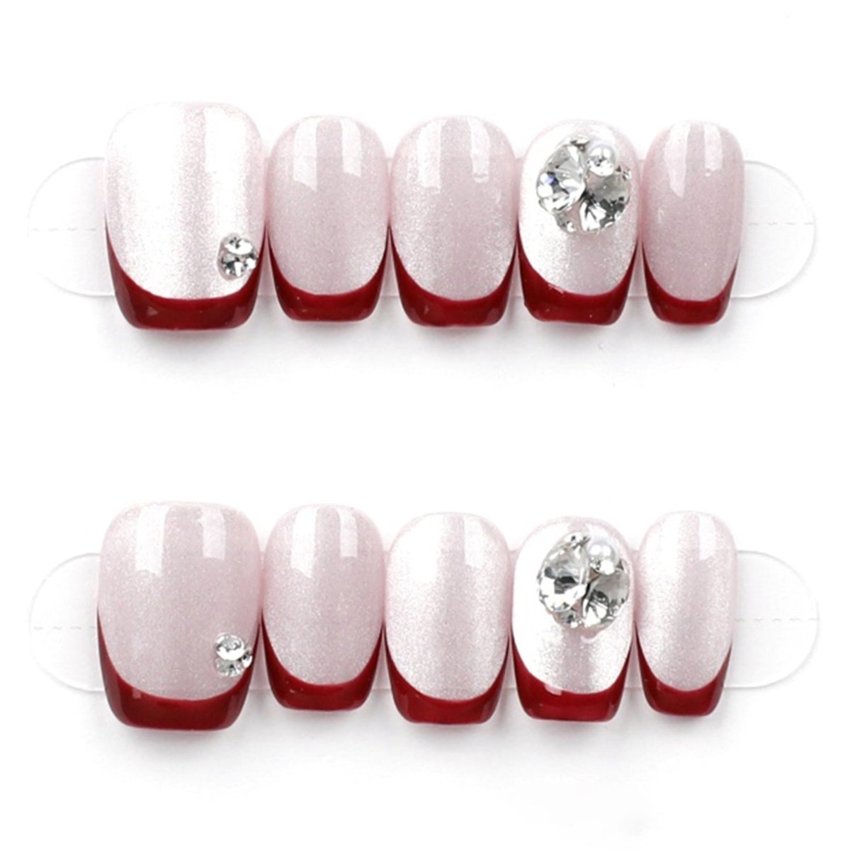 Crimson Elegance French Tips - Press Play Nails