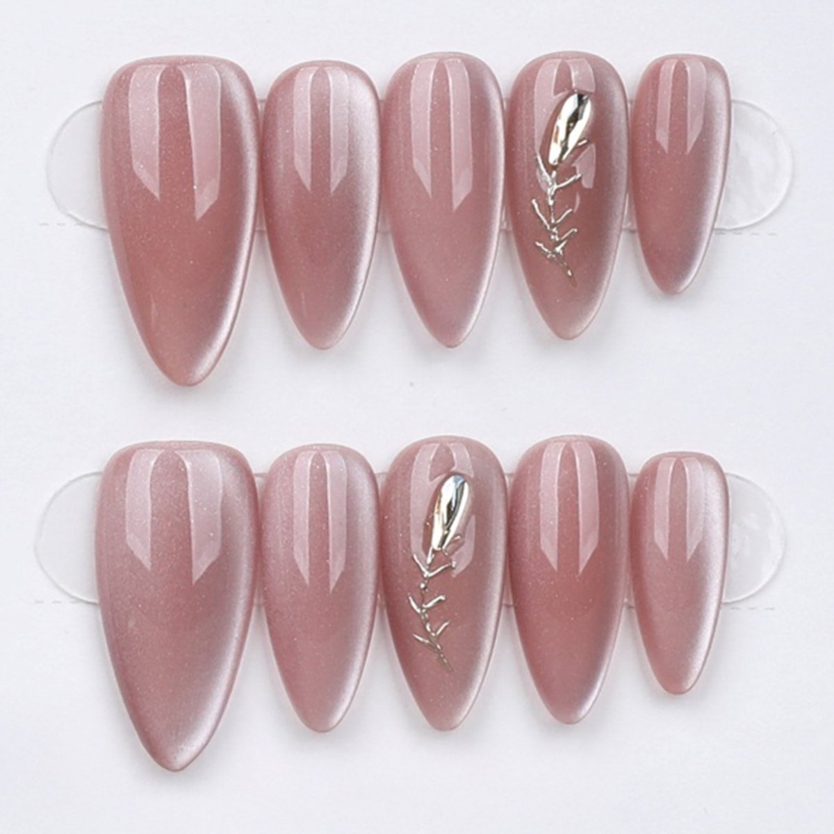 Dusty Rose Leaf Accent - Press Play Nails