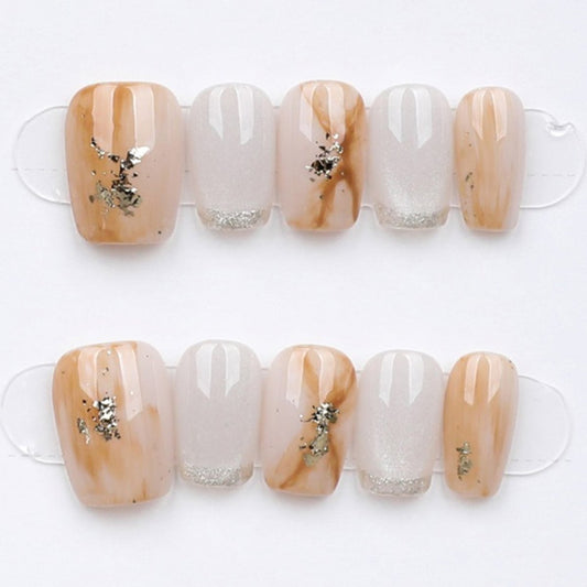 Golden Marble Frost - Press Play Nails