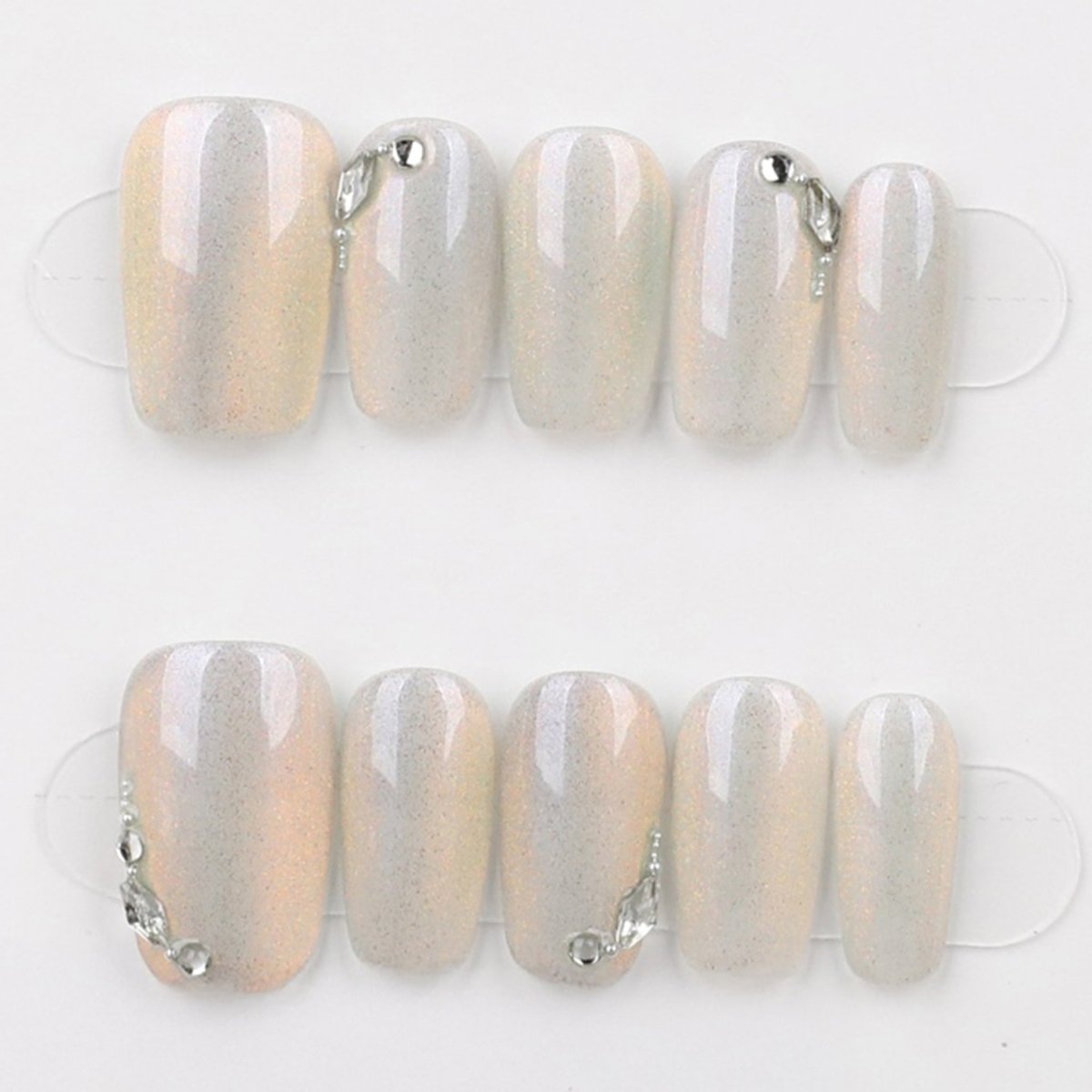 Iridescent Pearl Drip - Press Play Nails