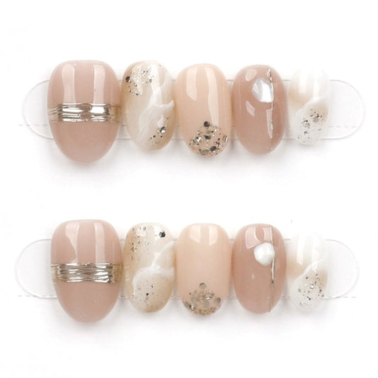 Latte Stone Swirl - Press Play Nails