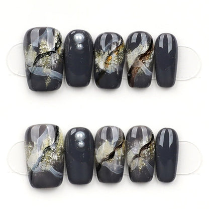 Midnight Marble Luxe - Press Play Nails