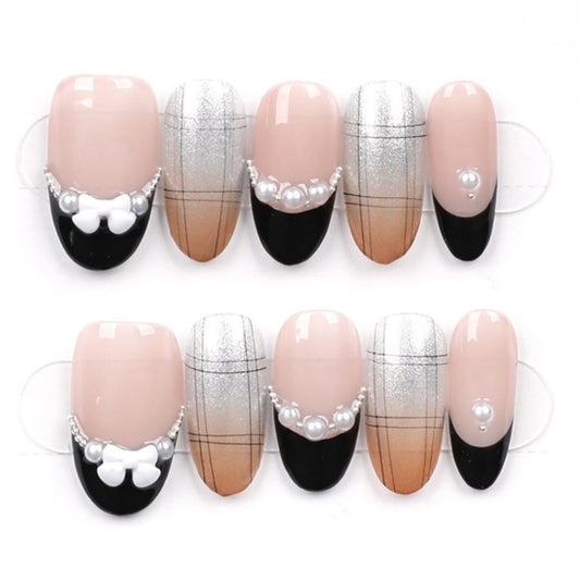 Midnight Pearl Grid - Press Play Nails