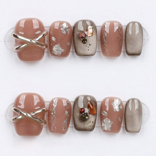 Mocha Bloom Metal - Press Play Nails