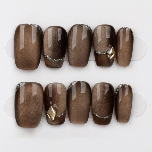 Mocha Gleam Charm - Press Play Nails