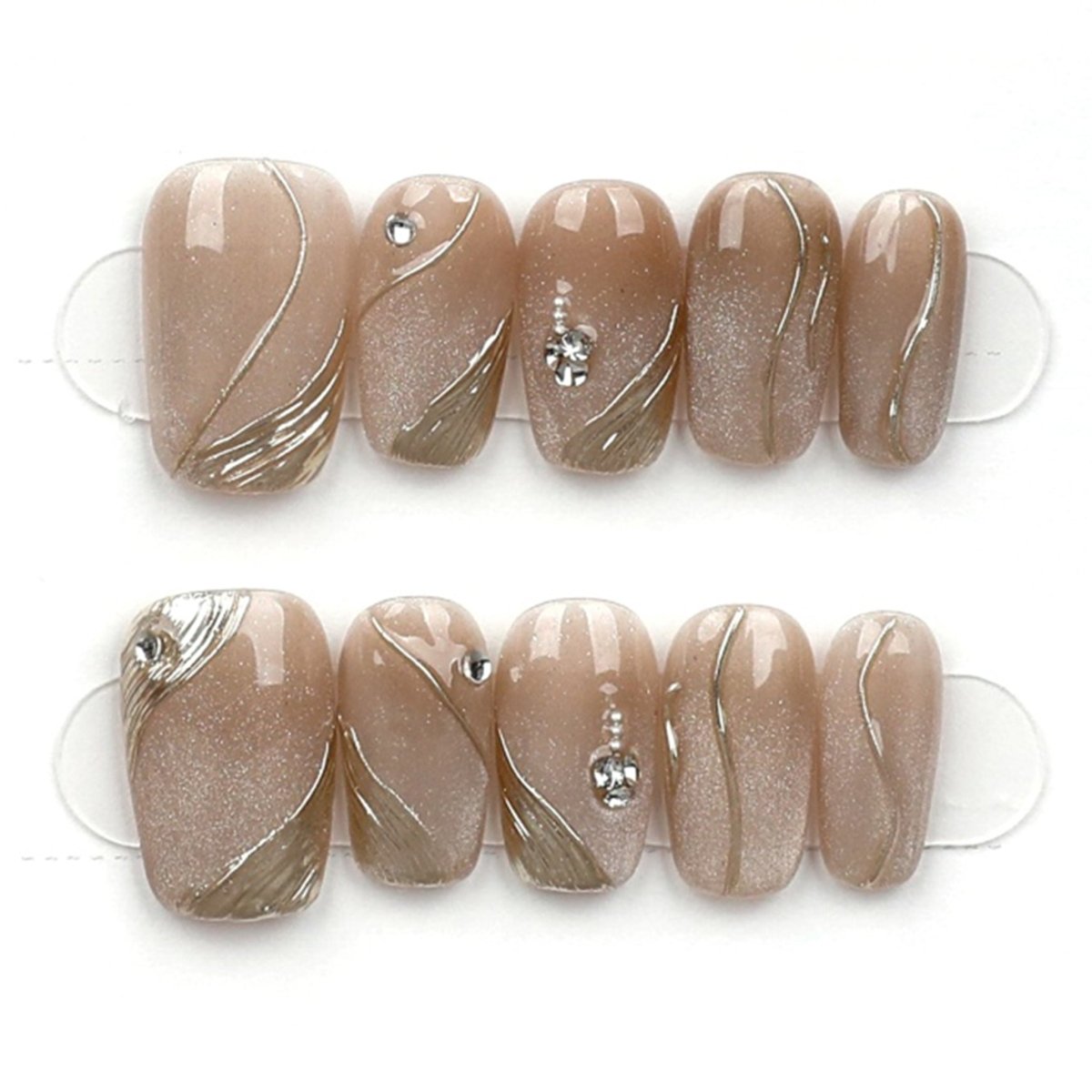 Mocha Marble Luxe - Press Play Nails