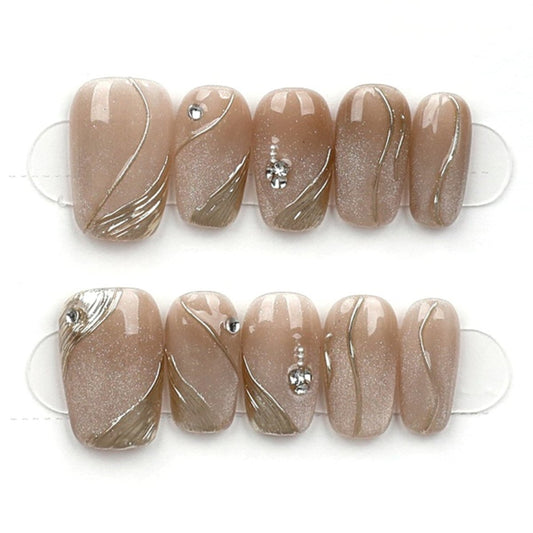 Mocha Marble Luxe - Press Play Nails
