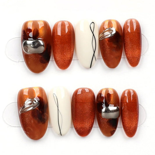 Molten Bronze Swirl - Press Play Nails