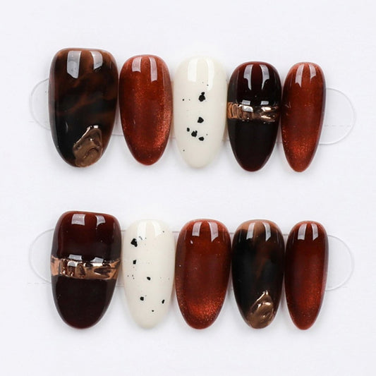 Molten Mocha Marble - Press Play Nails