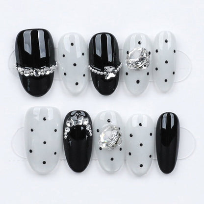 Monochrome Dots & Gems - Press Play Nails