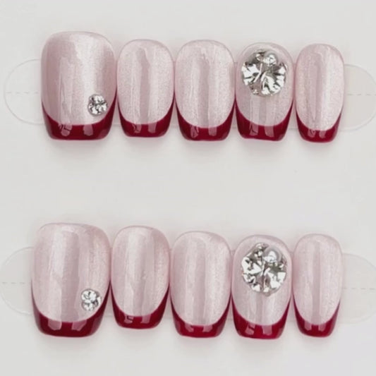 Crimson Elegance French Tips