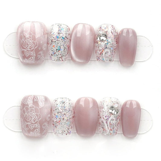 Rosy Confetti Lace - Press Play Nails