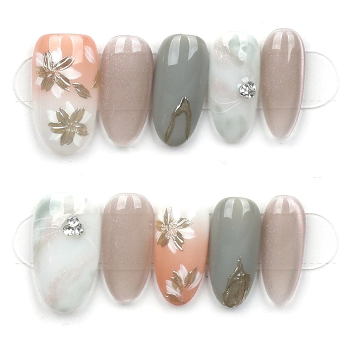 Sage Blossom Marble - Press Play Nails