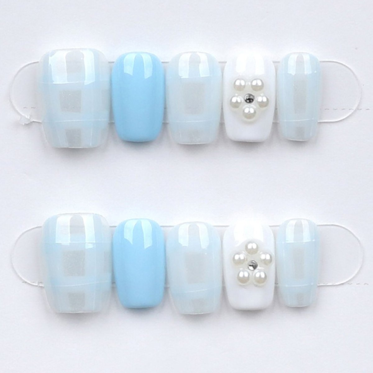Sky Gingham - Press Play Nails