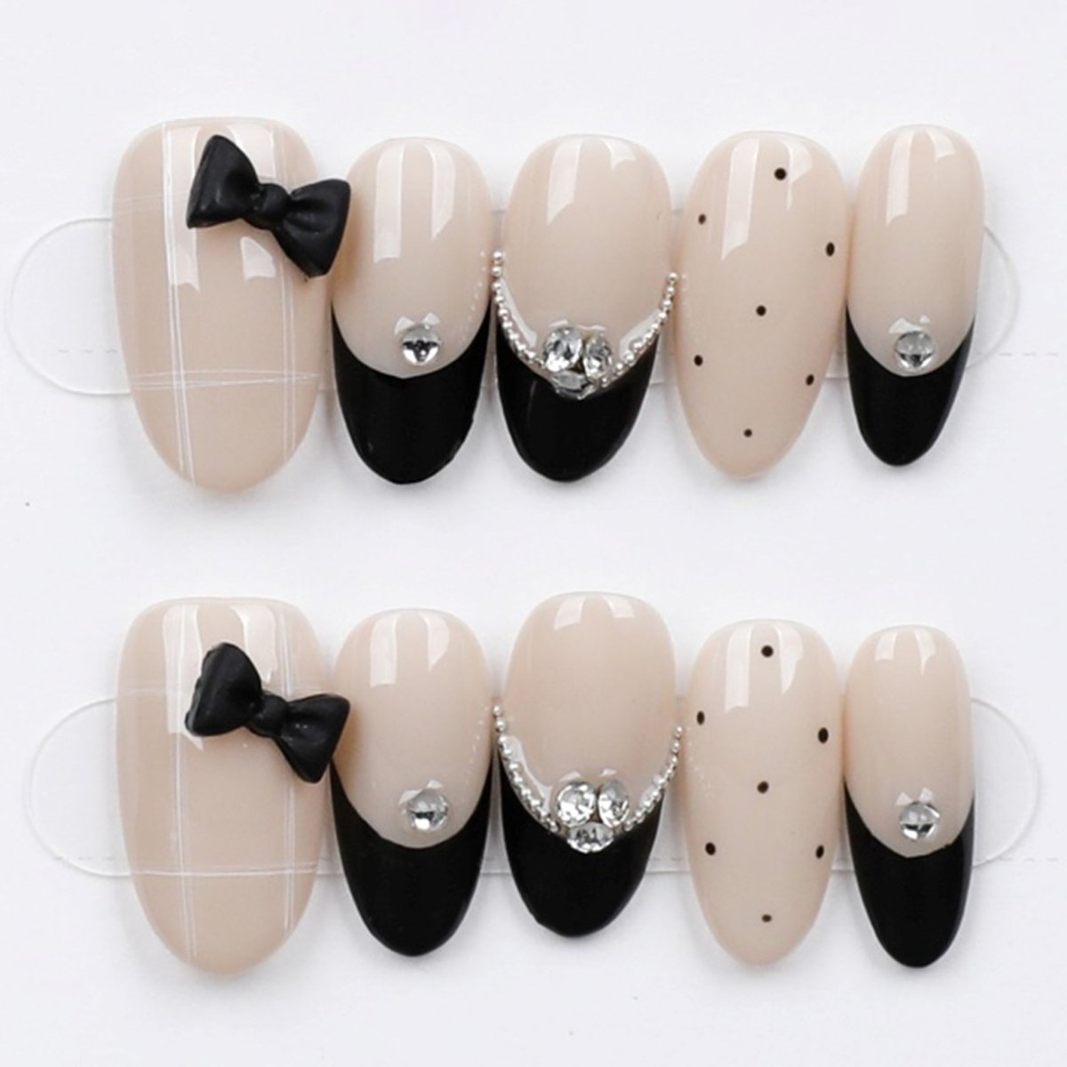 Tuxedo Bow - Press Play Nails