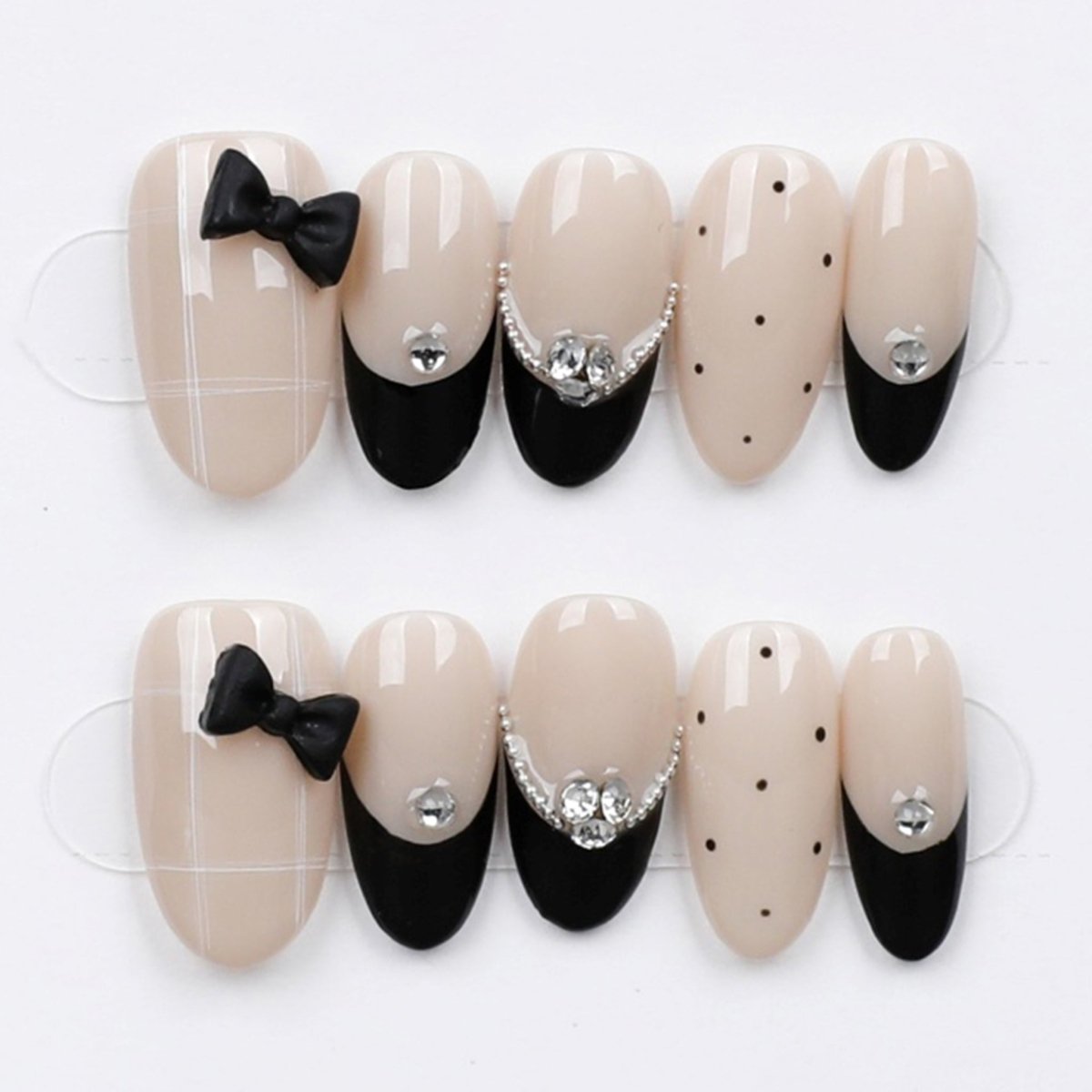 Tuxedo Bow Glam - Press Play Nails